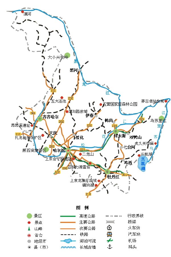 黑龙江旅游地图
